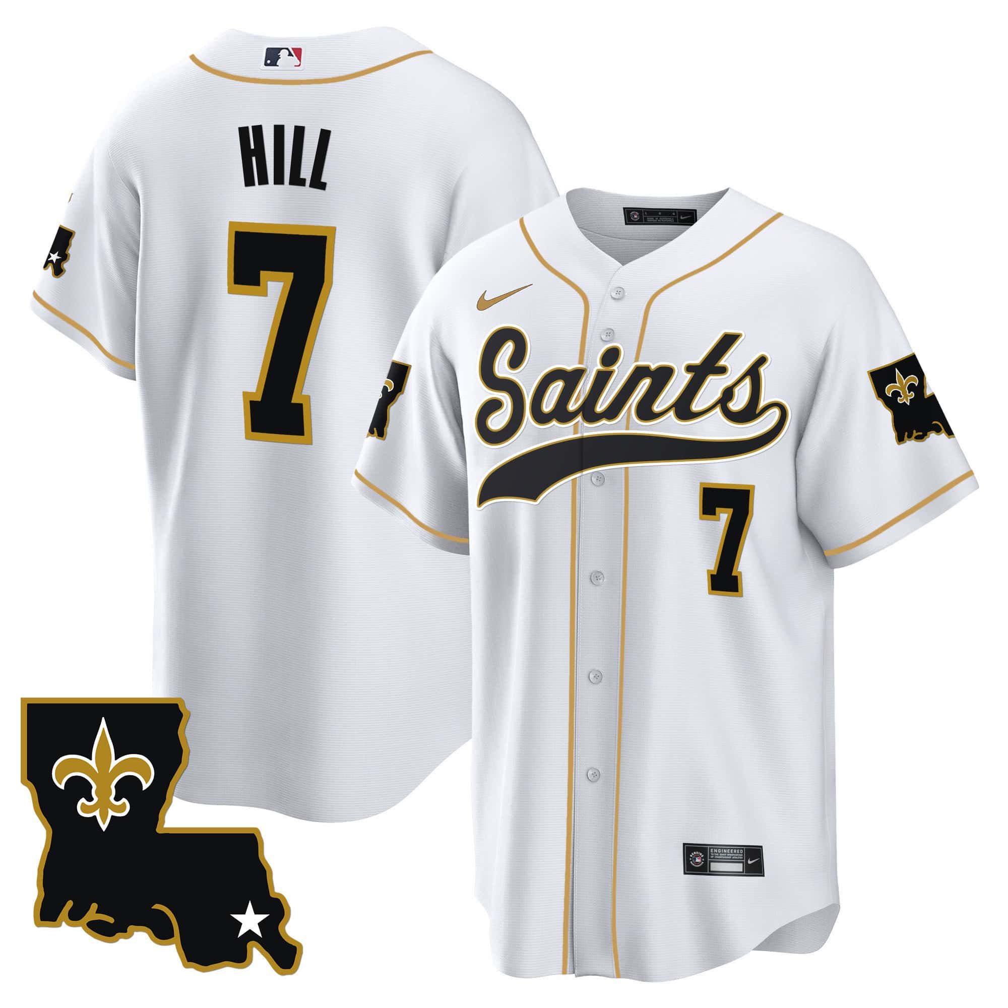 Men New Orleans Saints #7 Hill White 2024 Nike 1987 Legacy Cool Base NFL Jersey